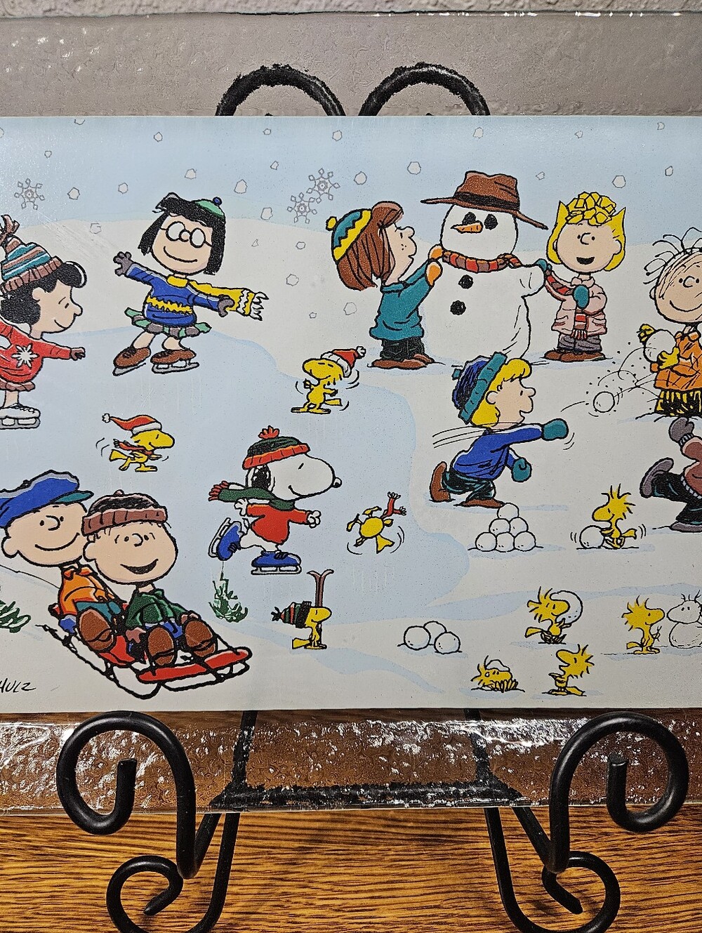 Peanuts Snowball Fight Glass Serving Tray - Picture 3 of 11
